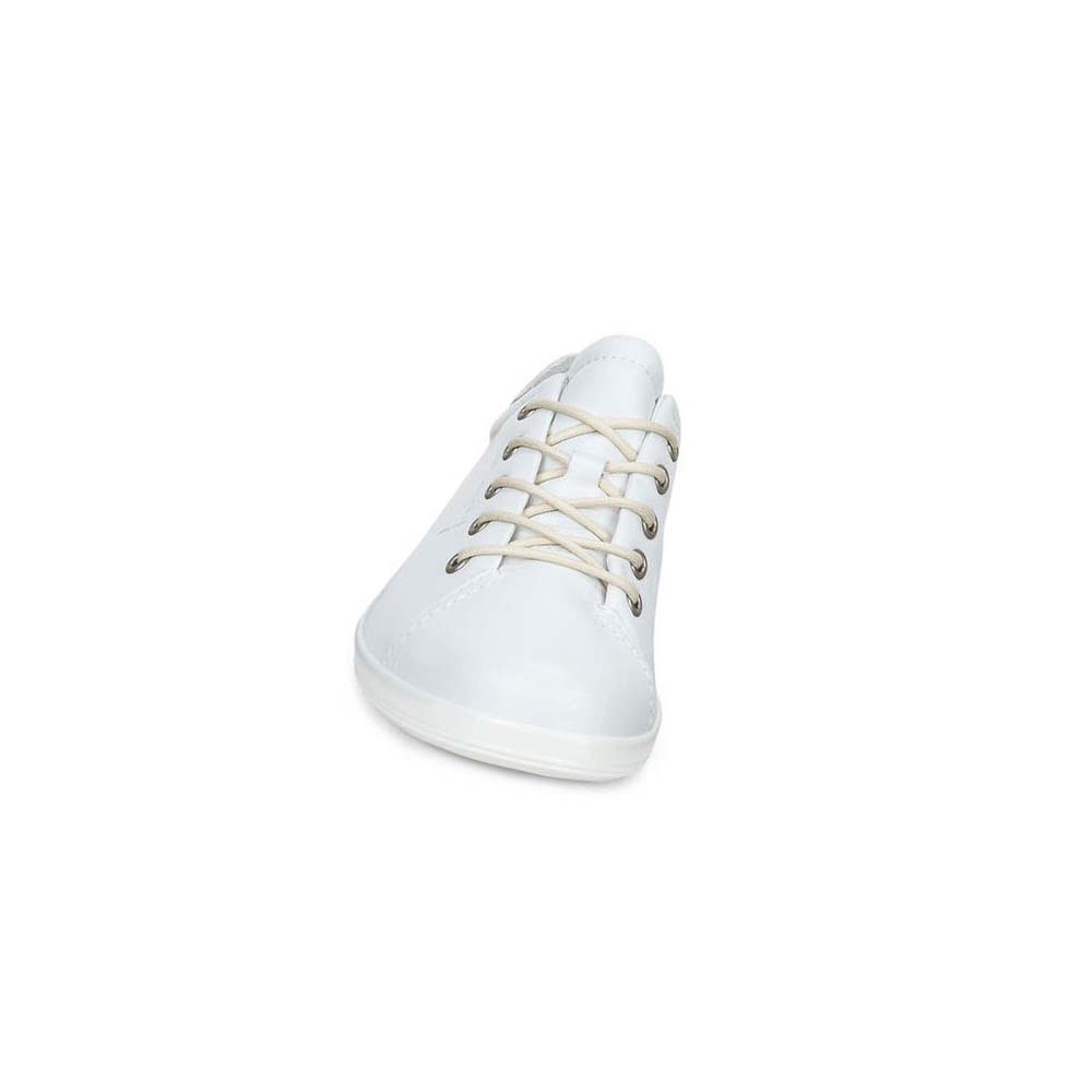 Women's Ecco Soft 2.0 Tie Sneakers White | USA 231HAP